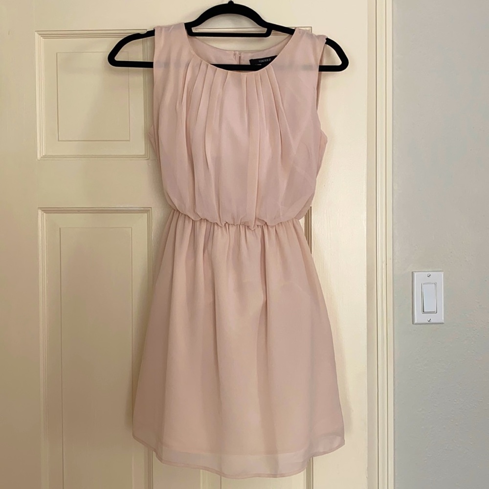 Forever 21 peach pink gathered waist dress S
